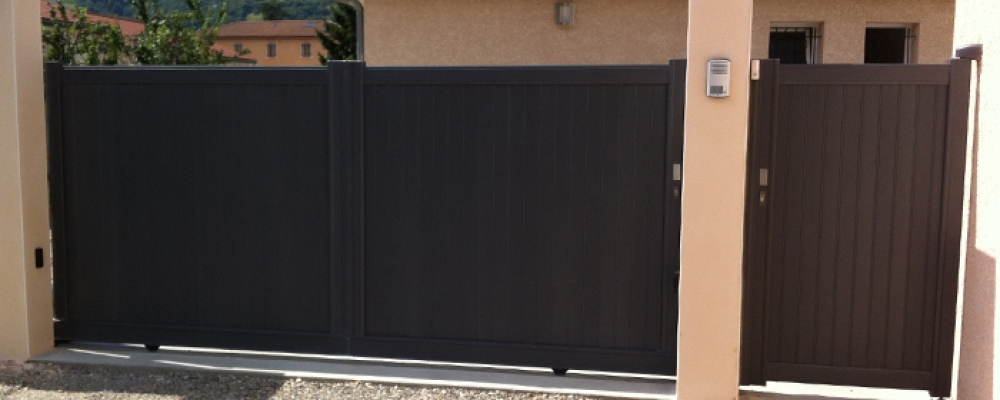 ALU Nanda gris antique coulissant + portillon
